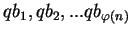 $qb_1, qb_2,...qb_{\varphi(n)}$
