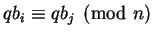 $qb_i \equiv qb_j \pmod n$