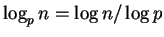 $\log_p n = \log n/\log p$