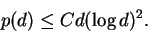 \begin{displaymath}p(d) \le C d (\log d)^2. \end{displaymath}