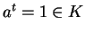 $a^t = 1 \in K$