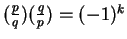 $(\frac pq)(\frac qp) = (-1)^k$