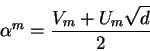 \begin{displaymath}\alpha^m = \frac{V_m + U_m \sqrt{d}}{2}\end{displaymath}