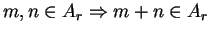 $m,n \in A_r \Rightarrow m+n \in A_r$