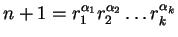 $n+1 = r_1^{\alpha_1} r_2^{\alpha_2} \dots r_k^{\alpha_k}$