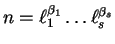 $n = \ell_1^{\beta_1}\dots\ell_s^{\beta_s}$