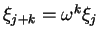 $\xi_{j+k} = \omega^k \xi_j$