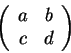 \begin{displaymath}\left(\begin{array}{cc} a & b \\ c & d\end{array}\right) \end{displaymath}